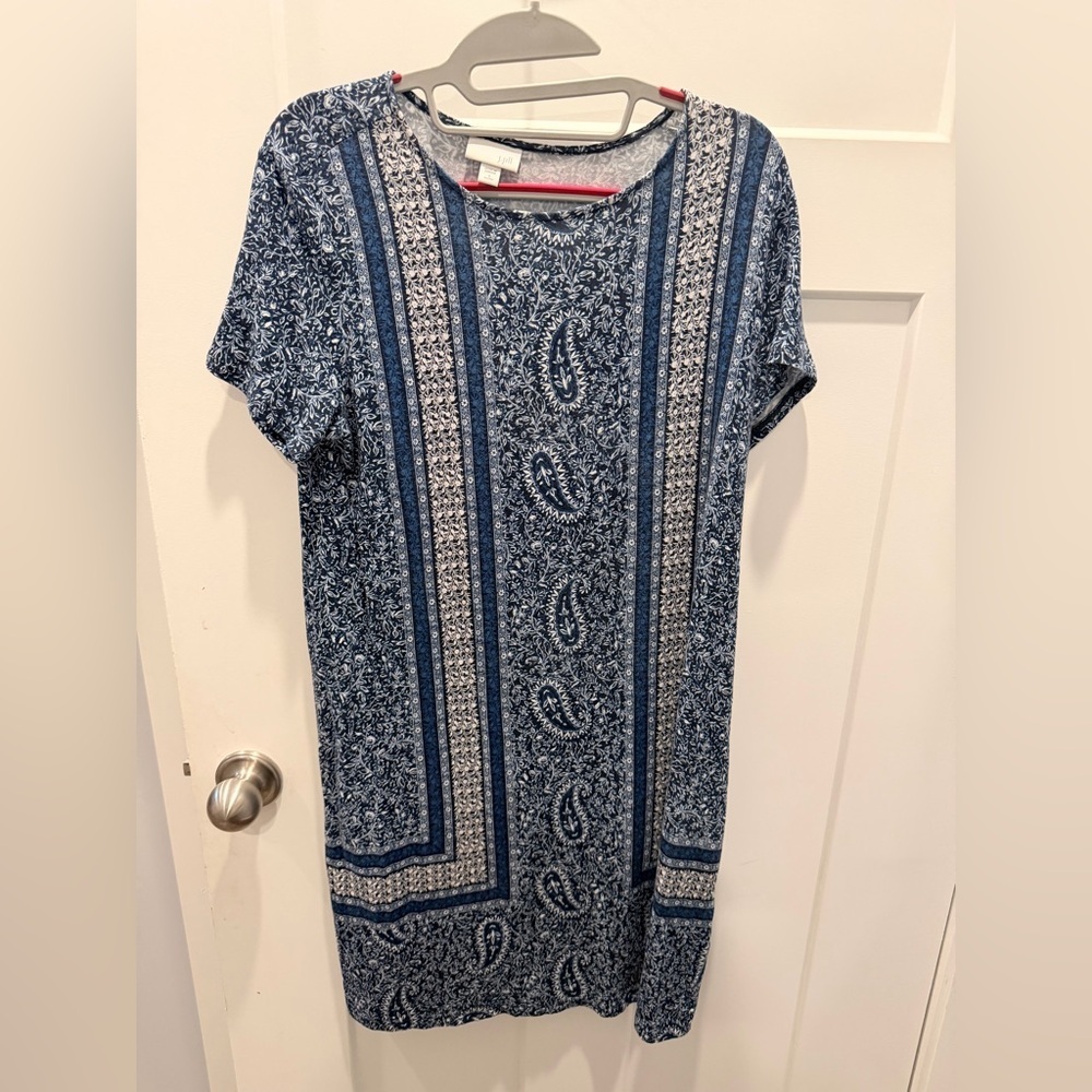 J.Jill Petite Small Blue Paisley Short Sleeve Tunic Dress